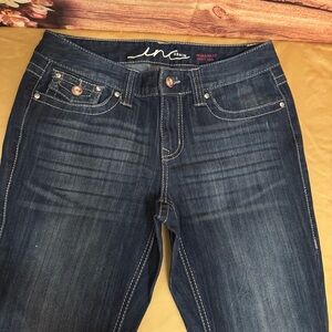 INC International Concepts Jeans Women 8 Dark Wash Embellished Pocket Denim